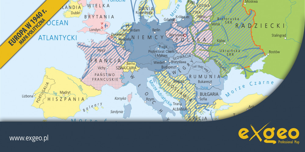 Europa, XX wiek, mapa polityczna, mapy historyczne, kartografia, usługi ,exgeo