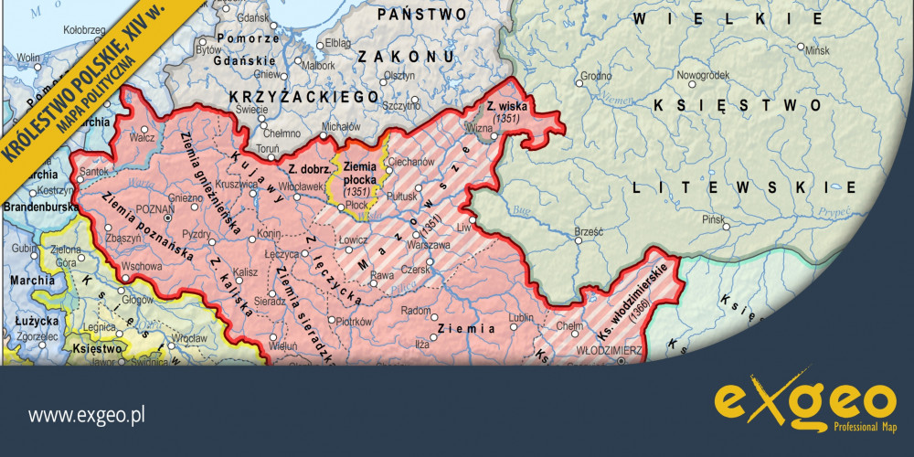 Królestwo Polskie, XVI wiek, mapa polityczna, mapy historyczne, kartografia, usługi ,exgeo