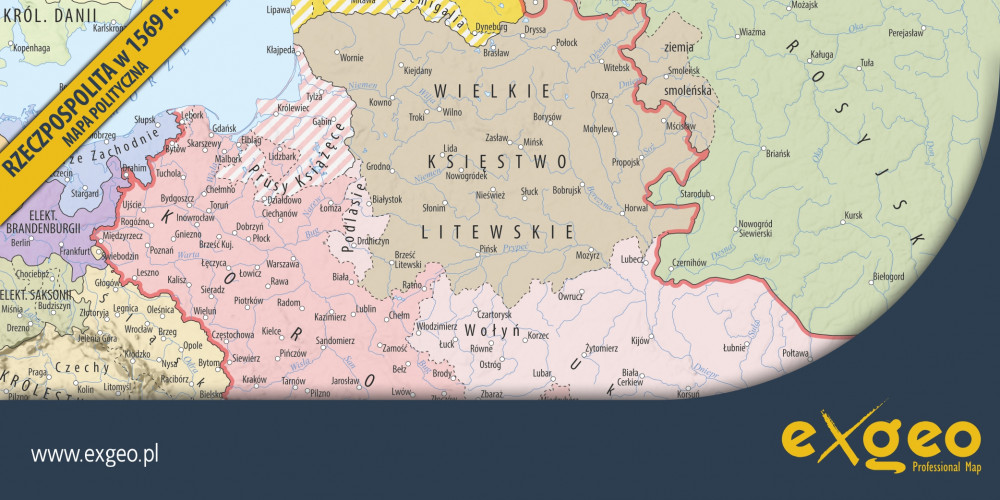Rzeczpospolita Obojga Narodów, RON, 1569, XVI wiek, mapa polityczna, mapy historyczne, kartografia, usługi ,exgeo