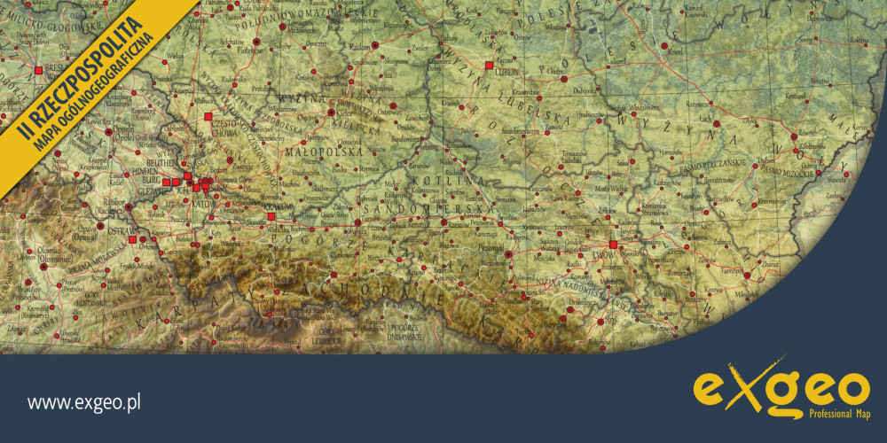 II Rzeczpospolita, okres międzyowjenny, mapa ogólnogeograficzna, kartografia, usługi ,exgeo